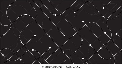 circuit abstract lines background in dark grey with white paths