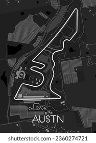 Circuit of the Americas, Austin, Texas Track Map for Poster Wall Art