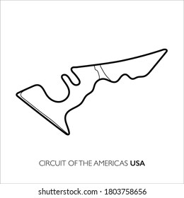 Circuit Of The Americas Circuit. Motorsport Race Track Vector Map