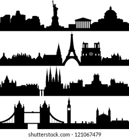 Circuit architecture of buildings and structures. The illustration on a white background.