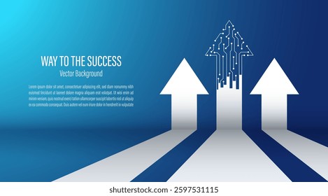 Circuit arrow growth up the business success goal target technology. Tech growth and innovation. Business and financial strategy concept. Vector illustration.
