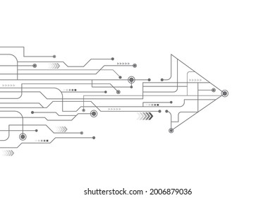 Circuit Arrows on white background with copy space, forward moving technology arrow. Digital technology, business growth concept. vector illustration