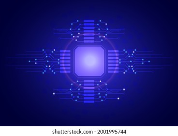 Circuit background, square element, building circuit board, mounted on all four sides, circuit line moving towards destination, vector illustration for background design.