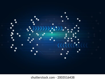 Circuit background,with dark gradient,circuit lines moving through shadows,go to destination,vector image for ad design,create wallpaper,brochure.