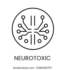 A circuit based neuron icon in vector, symbolizing neurotoxicity and its impact on the nervous system, with an editable stroke.