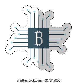 circuit with bitcoin icon vector illustration design