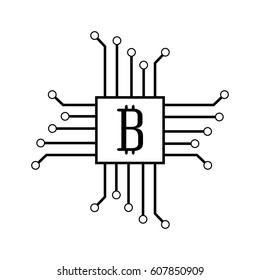 circuit with bitcoin icon vector illustration design