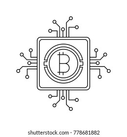 circuit with bitcoin outline icon