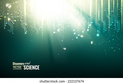 Circuit blue lights background. Vector illustration.