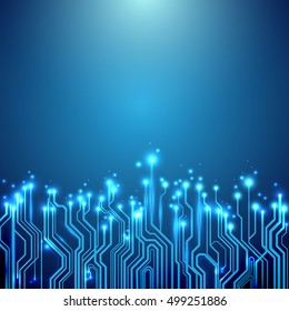 Circuit Blue lines Abstract technology on Blue light background. chipset concept with Space for your Text