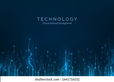 Circuit board. Abstract computer technology blue color background. Hardware digital technology concept. Vector illustration