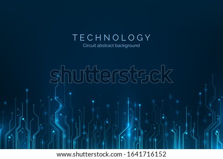 Circuit board. Abstract computer technology blue color background. Hardware digital technology concept. Vector illustration