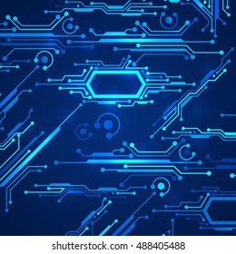 Circuit board. Abstract Cpu Background. Microprocessor / Microchip Technology Concept. Vector illustration.