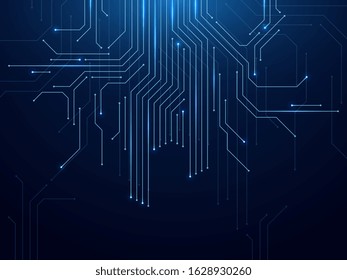 Circuit board. Abstract futuristic technology processing high tech electronic circuit board, motherboard engineering concept vector computer parts background