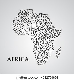 Circuit board Africa eps 10, vector elegant illustration