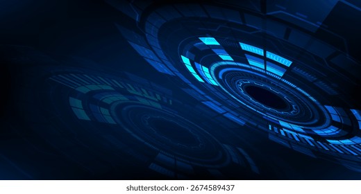 Placa de circuito con un icono de cerebro de IA en el centro. Un tema de color azul y negro. Eps10