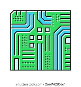 placa de circuito vetor de ícone de cor de integração do ai. placa de circuito sinal de integração do ai. ilustração de símbolo isolado