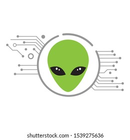 circuit board and alien head, vector