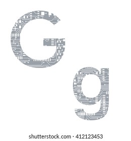 Circuit board alphabet letter G vector
