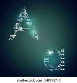 Circuit board alphabet letter A vector