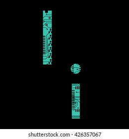 Circuit board alphabet letter I vector