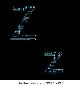 Circuit board alphabet letter Z vector