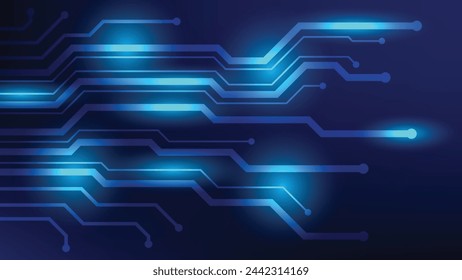circuit board background with blue light. futuristic technology graphic design concept 