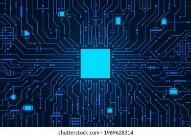 Circuit board background. CPU microchip, abstract conductor scheme and other circuit components. Computer motherboard, digital abstract background. Circuit board abstract technology background. Vector