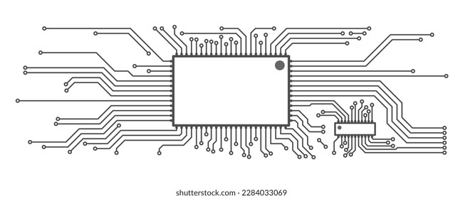 Circuit board background. CPU microchip, abstract conductor scheme and other circuit components. Computer motherboard, digital abstract background. Circuit board abstract technology background. Vector