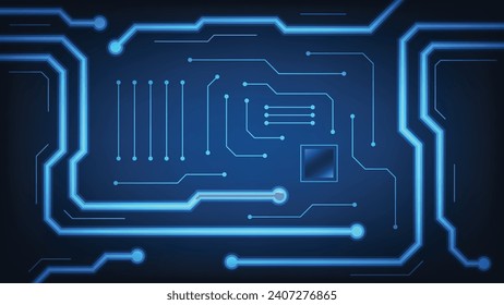 fondo de la tarjeta de circuitos. líneas eléctricas digitales sobre iluminación azul. concepto de elemento de diseño de tecnología futurista