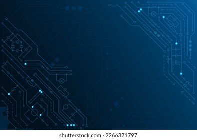 Circuit board background. Electronic computer technology, digital chip. Banner, presentation.