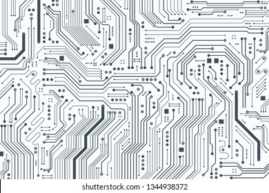 Circuit board background. Horizontal format. Flat Microelectronics Circuits background. Black White Version.