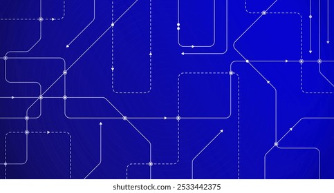 Circuit board background, illustration of a blueprint for data transfer paths on a motherboard, suitable as a background for presentations about computers, networks and electronic devices.