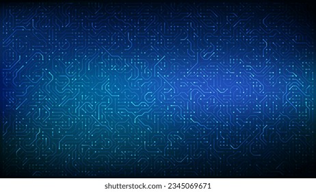 Circuit board background. PCB printed circuit texture. Blue circuit board pattern. High-tech technology abstract digital background. Vector Illustration.