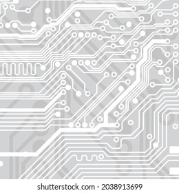 Circuit board background. Technological concept design, light background, space for text, copy space. Electronic computer technology, digital chip, analog circuit. Banner, presentation. Vector