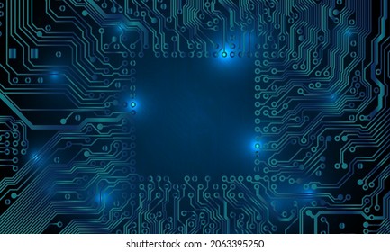 Circuit board background. Technological concept design, light background, space for text, copy space. Electronic computer technology, digital chip, analog circuit. Banner, presentation. Vector
