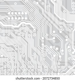 Circuit board background. Technological concept design, light background, space for text, copy space. Electronic computer technology, digital chip, analog circuit. Banner, presentation. Vector
