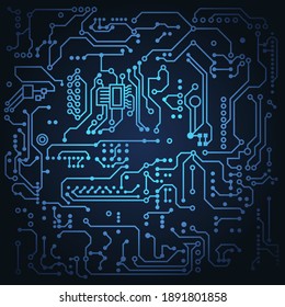 Circuit board background. Vector electronic background. Blue circuit.