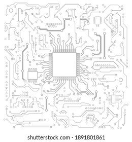 Circuit board background. Vector electronic background. White circuit.