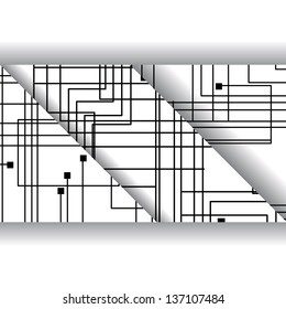 Circuit board banner for your design, digital Illustration.