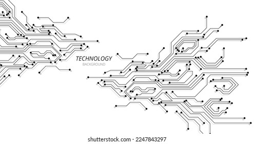 Circuit board black technology on white background.Vector abstract technology illustration Circuit board on white background.High-tech circuit board connection system concept.