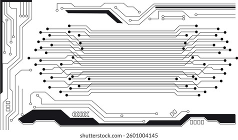 Circuit board black technology on white background.