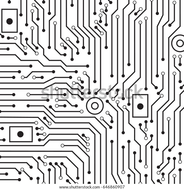 Circuit Board Black White Vector Background Stock Vector (Royalty Free ...