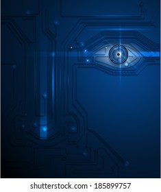 Circuit board- blue eye technology conceptual background