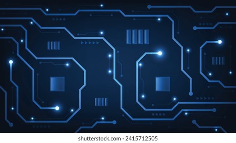 circuit board with blue light. technology background