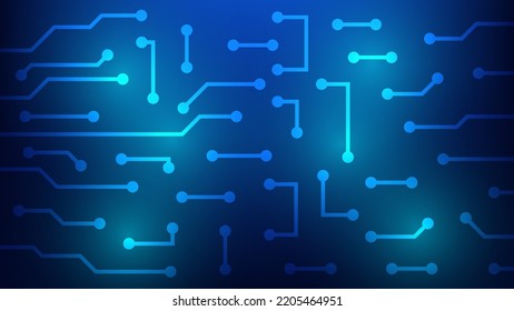 Leiterplatte mit blauem Hintergrund. Technologie- und High-Tech-Elementkonzept