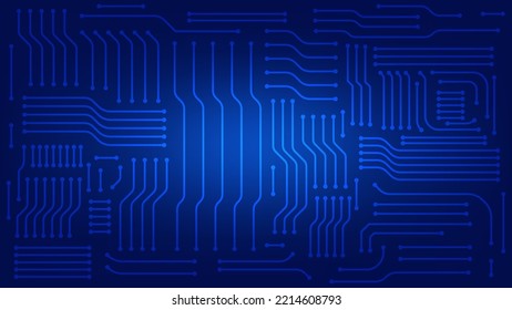 placa de circuito con fondo de iluminación azul. concepto de elemento de diseño gráfico tecnológico y de alta tecnología