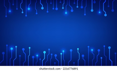 Platine mit blauem Hintergrund und Kopienraum. Konzept für technologisch und technologisch hochwertiges Grafikdesign