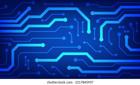 circuit board with blue lighting background. technology and Hi tech graphic design element concept