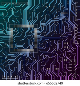 circuit board.
Blue printed circuit board. Tracks on the electronic board. Vector illustration.
